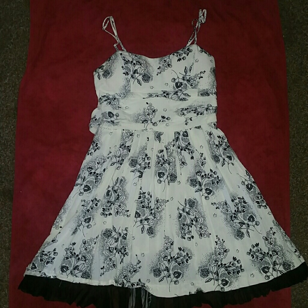 White and black floral dress