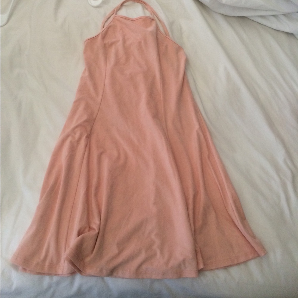 flowy pink suede dress