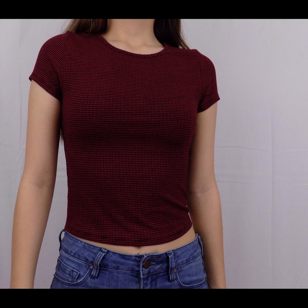 Wine Striped Crop Top