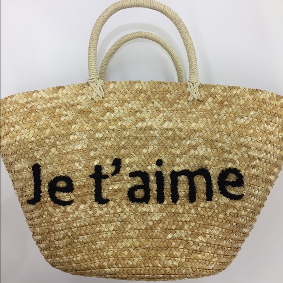 🌸LAST 1🌸 "Je t'aime" Straw Tote Bag - Picture 5 of 6