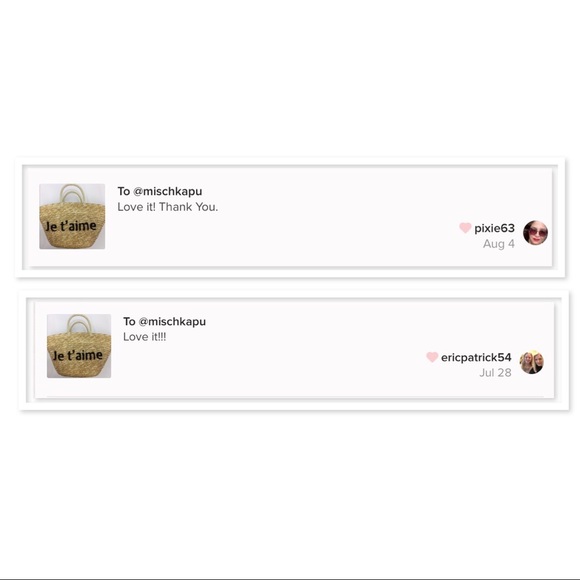 🌸LAST 1🌸 "Je t'aime" Straw Tote Bag - Picture 2 of 6