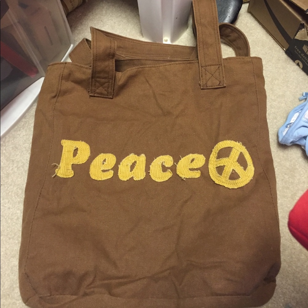 Brown peace tote