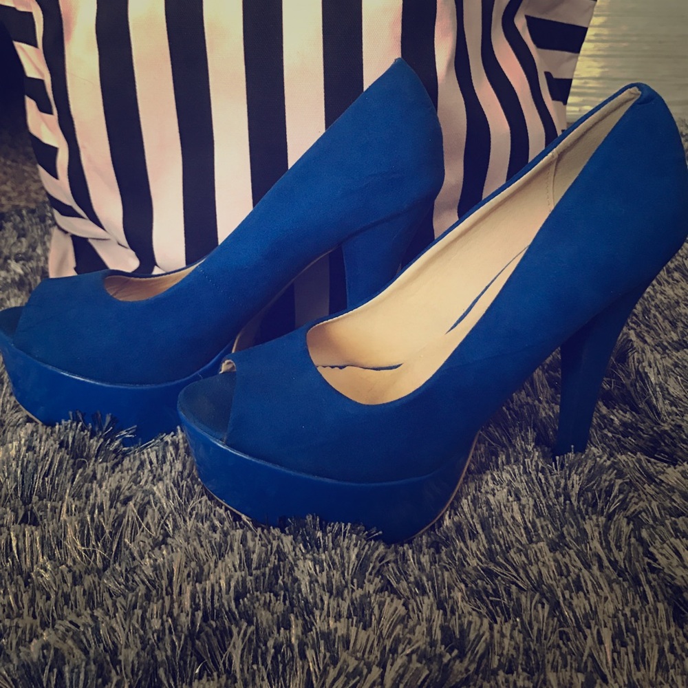 Blue high heels