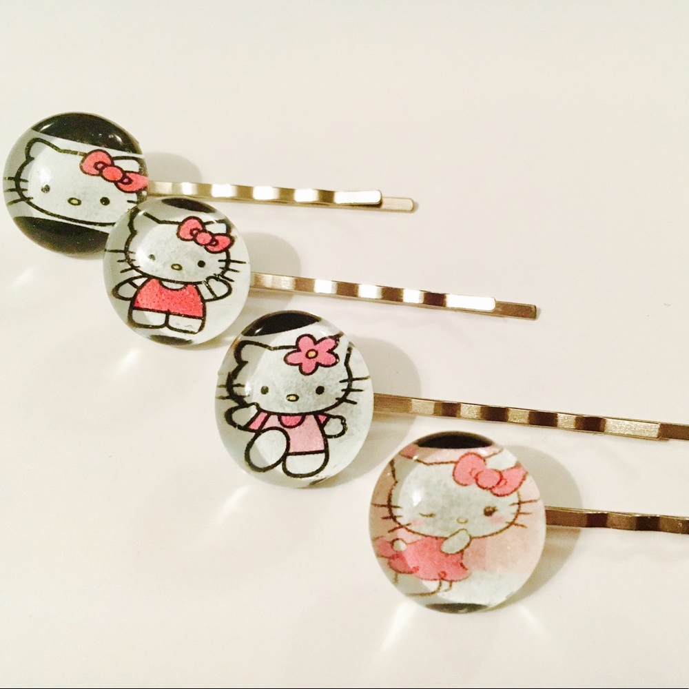 Glass Hello Kitty Hair Pins