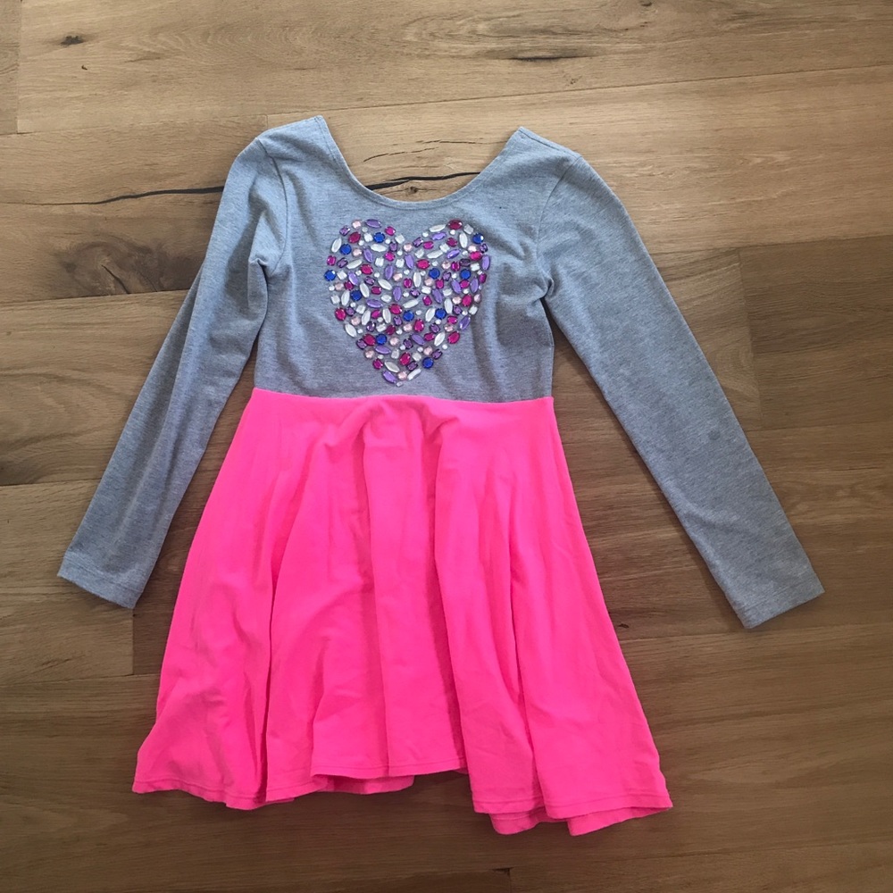 Pink a grey gem kids heart dress