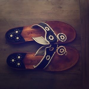 Navy blue and white Jack Rogers sandals
