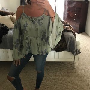 O'Neill mint flower cold shoulder top