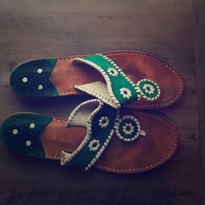 Green and white Jack Rogers