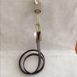 Fossil Belt Elongated Buckle Small Brown 3/4" Wide