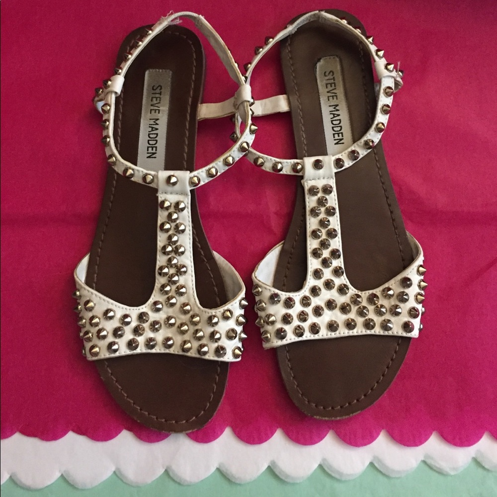 White studded Steve Madden sandals