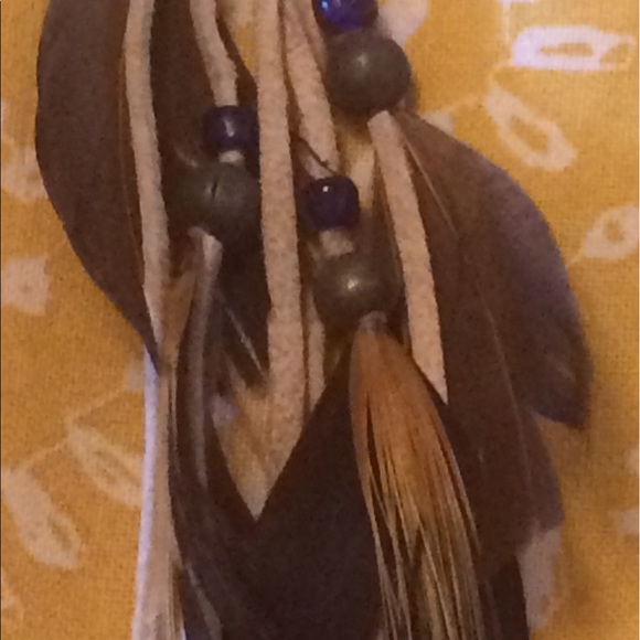 FREE PEOPLE SUEDE FEATHER BEAD EARRINGS - Picture 5 of 5