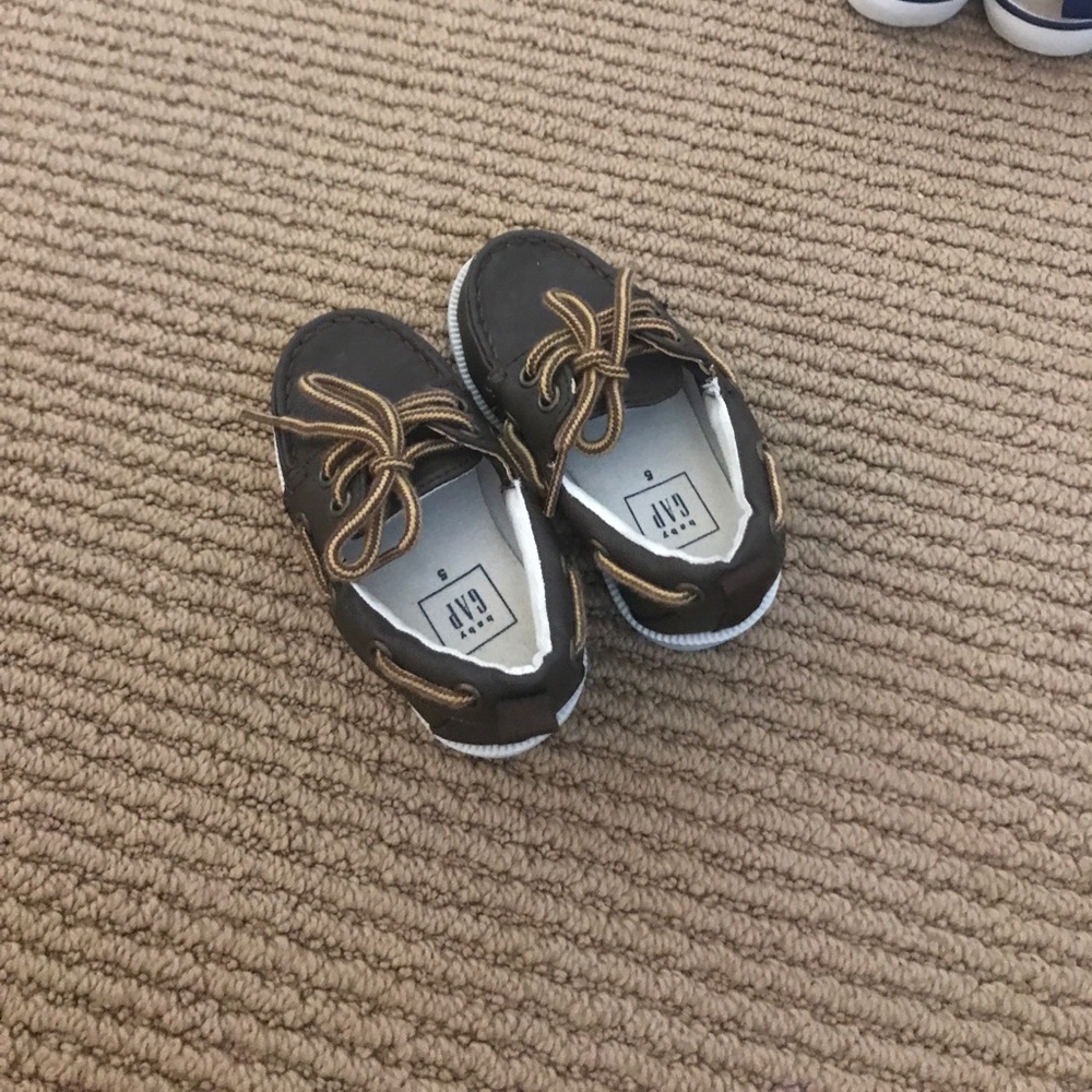Brown  faux leather boat shoes from gap