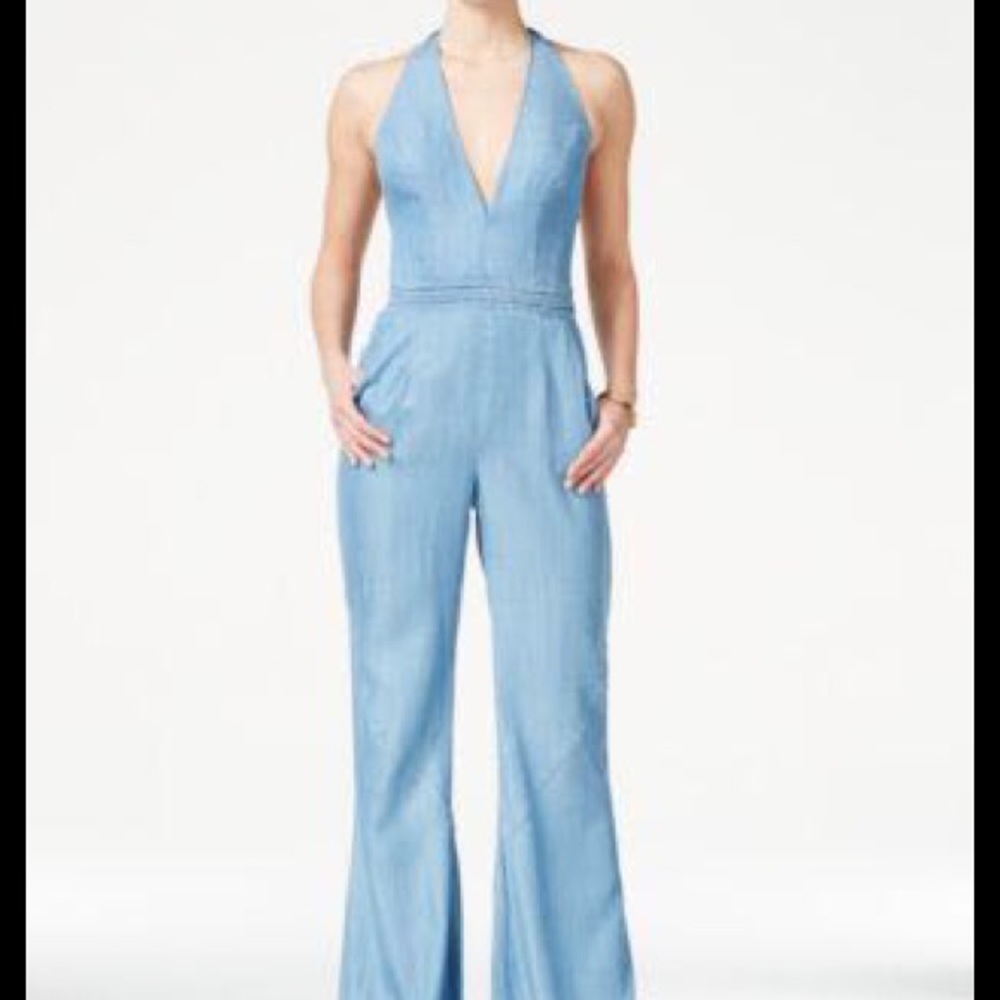 Guess Wide-leg Denim Halter Jumpsuit (used)