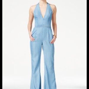 Guess Wide-leg Denim Halter Jumpsuit (used)