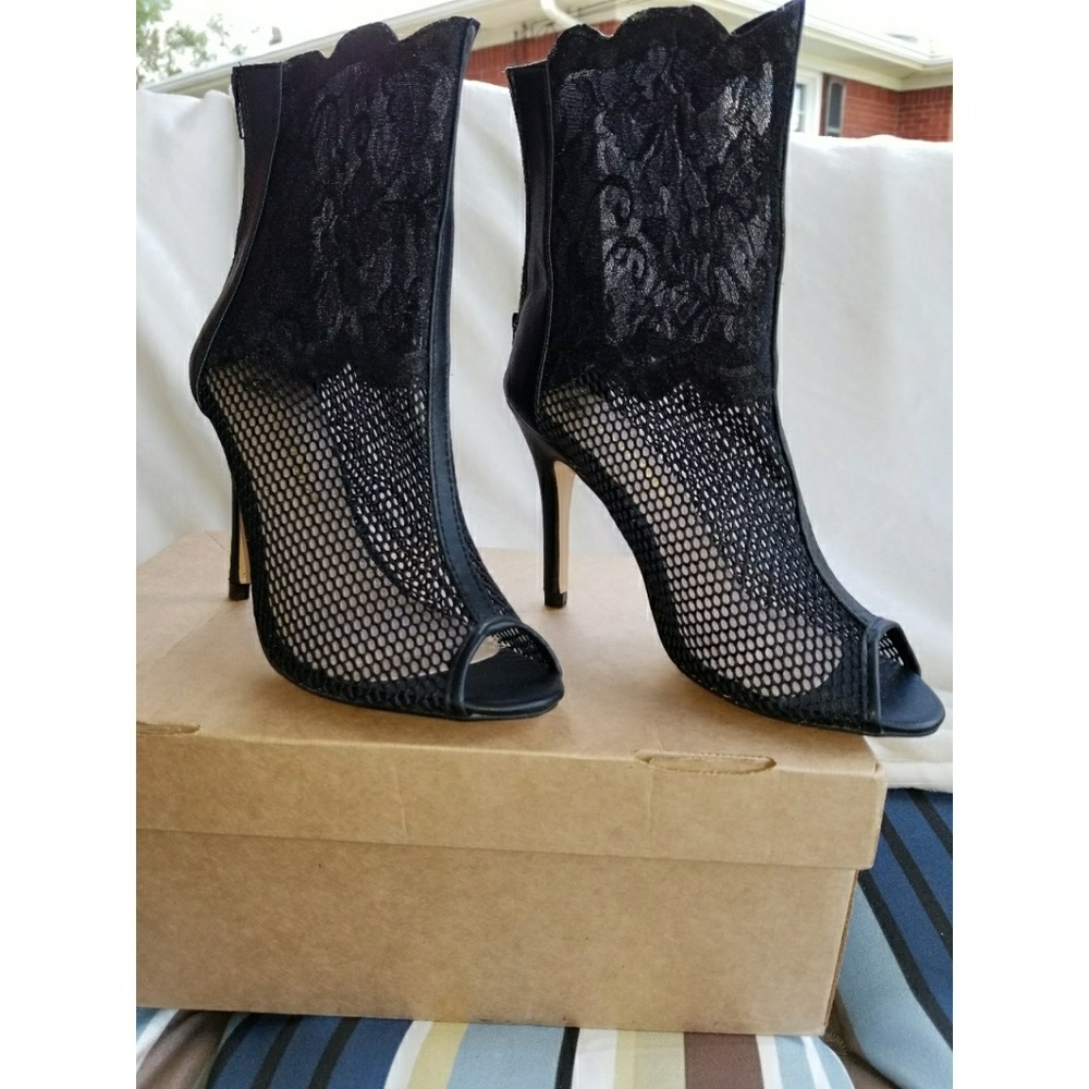 Black Lace stiletto bootie
