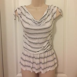 WHBM black and white striped Knit top sz XS