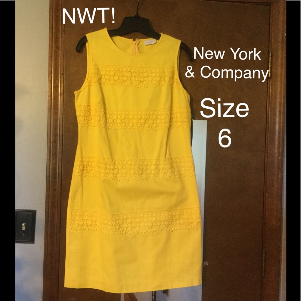 New York & Company yellow shift dress size 6