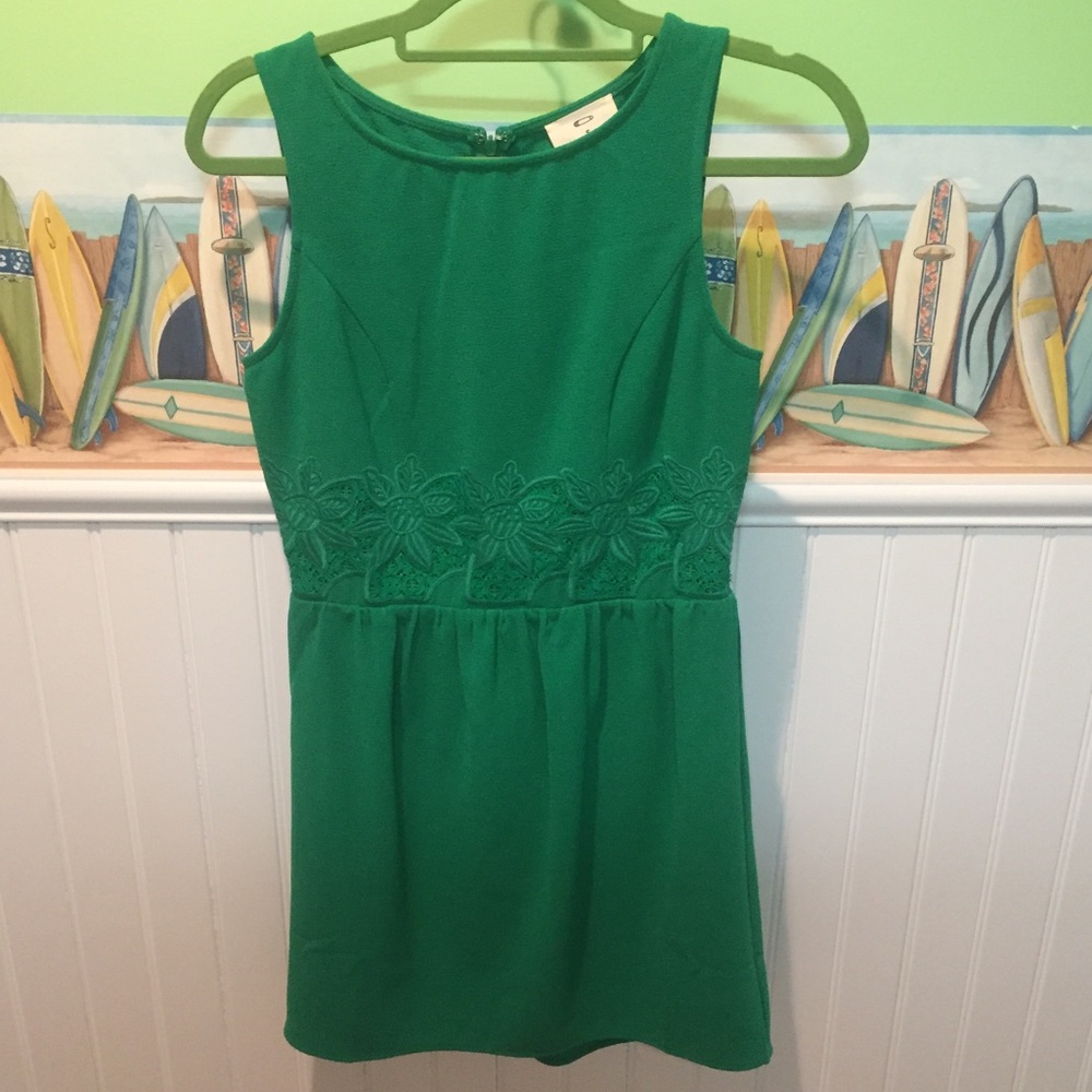 Green embroidered dress
