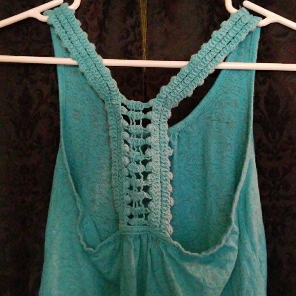 Teal crochet tank