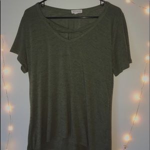 olive green crossed t - shirt