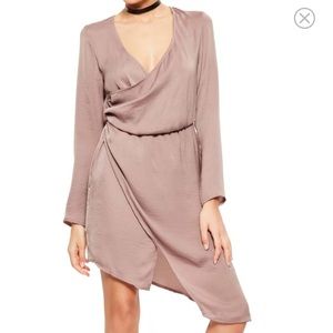 Blush Satin Wrap Dress