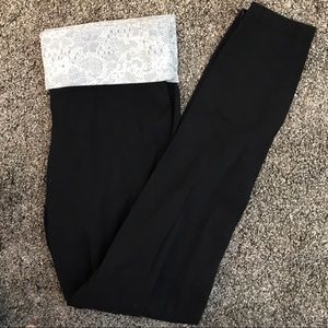 PINK Yoga Pants. Silver and White Waistband!