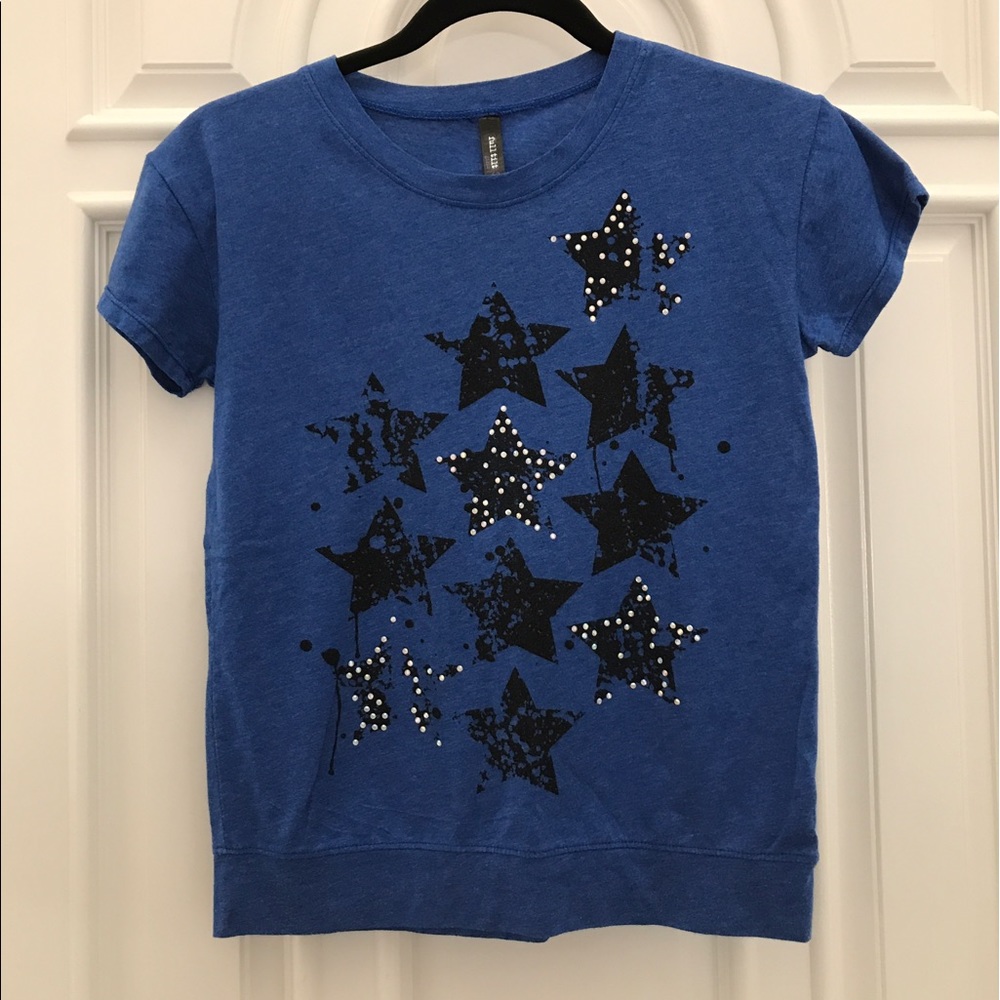 Girls Navy Blue Sparkly Studded Star Top