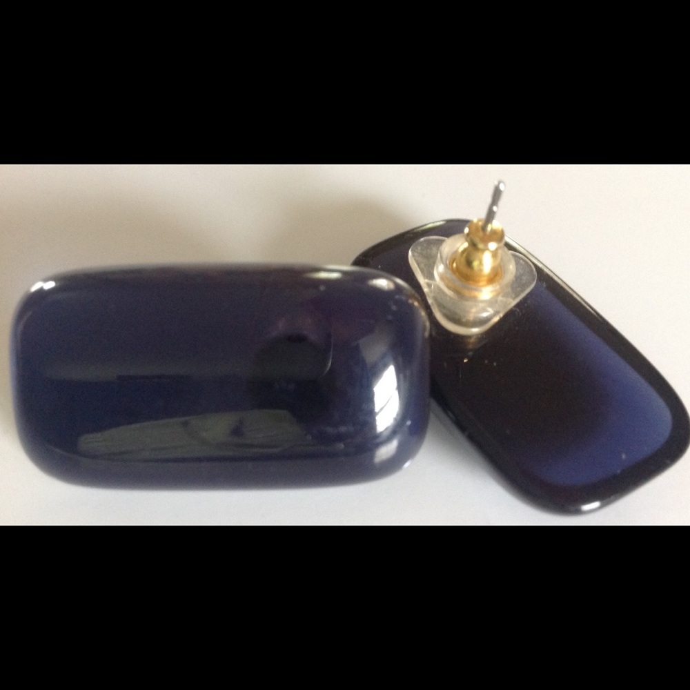 FINAL SALE Blue lucite pierced earrings