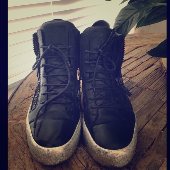 GIUSEPPE ZANOTTI DOUBLE ZIP LEATHER HIGH-TOP - Picture 1 of 4