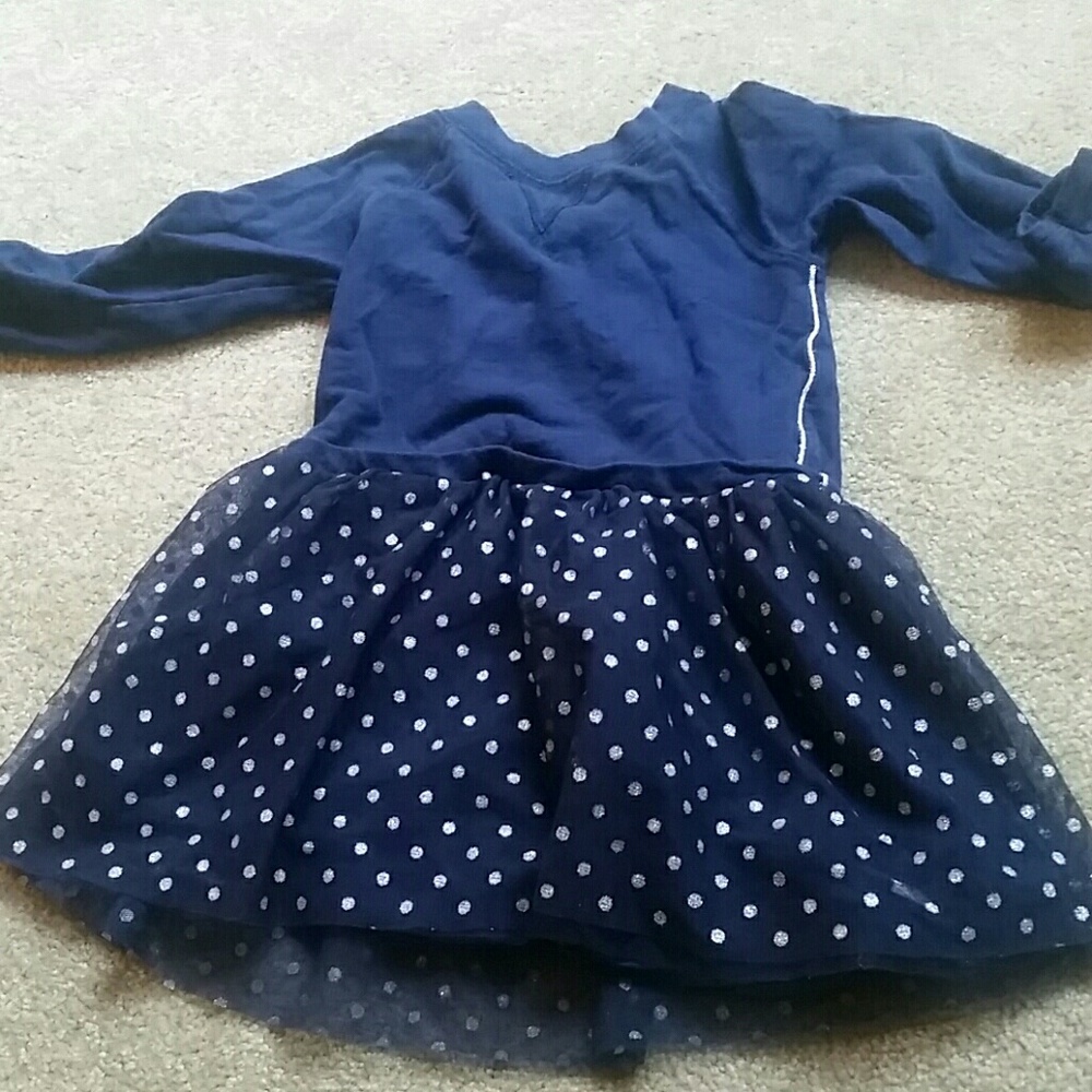 Navy blue and silver tulle dress