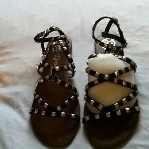 Jeffrey Campbell black and gold studded sandel