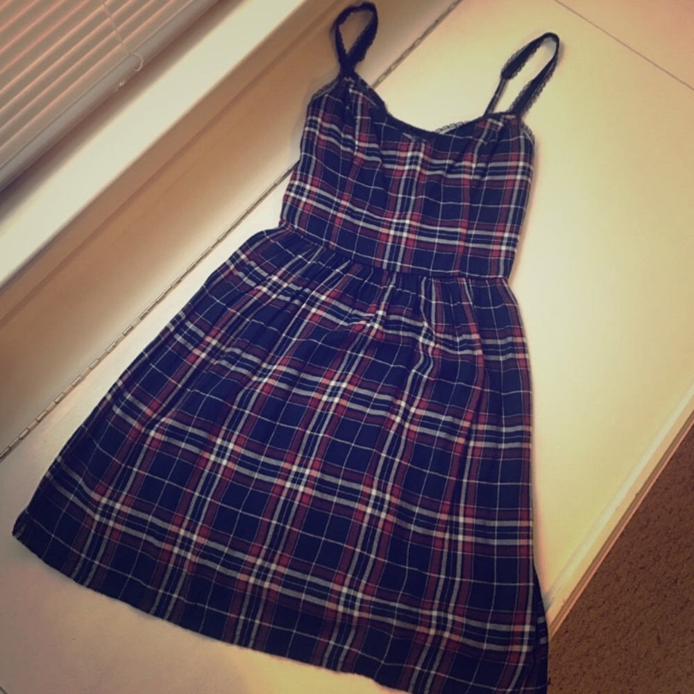 Plaid mini dress perfect for 4th of July