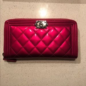 Authentic CHANEL Pink Zippy Patent Leather Wallet