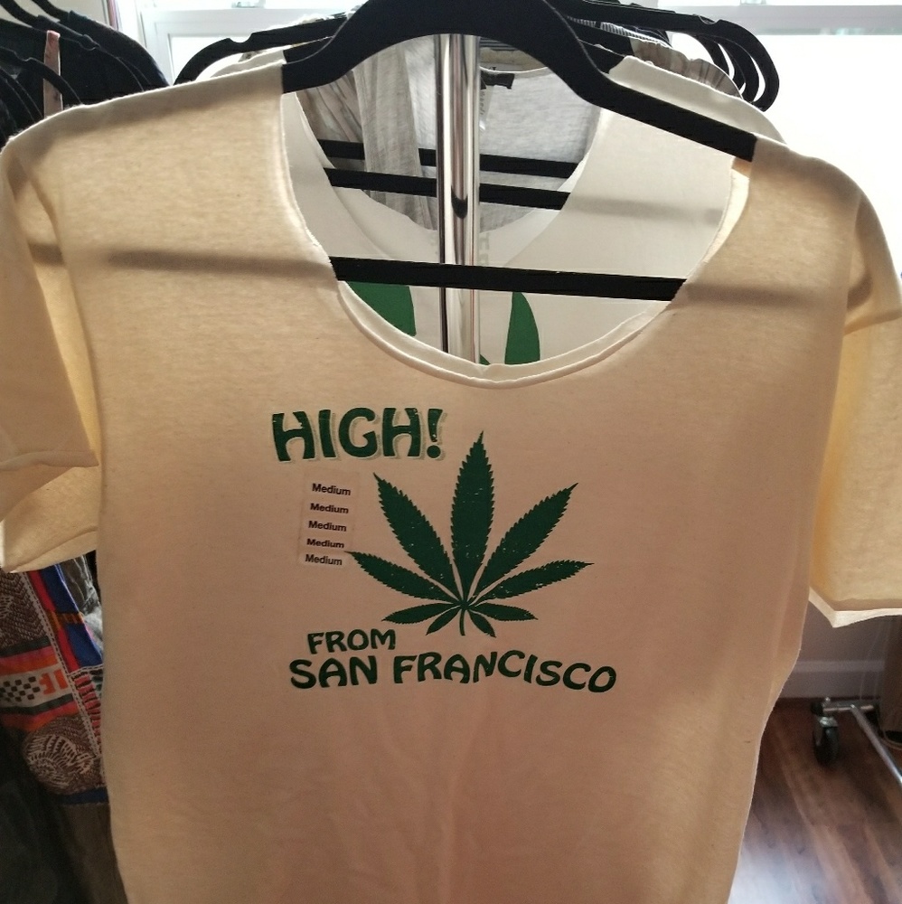 "HIGH" off shoulder t-shirt
