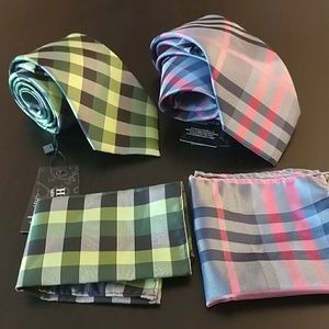 2 sets of tie and pocket square.