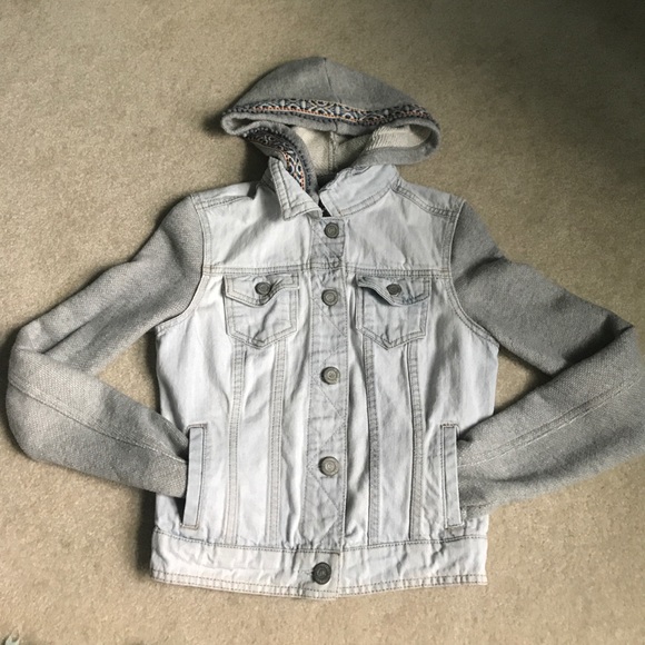 Denim/Sweatshirt Hooded Jacket - Picture 1 of 3