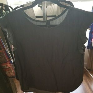 Gap blue denim ruffled shirt sleeve shirt