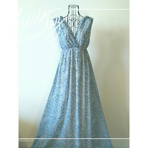 H&M Light Blue Paisley Pattern Summer Maxi Dress - Picture 3 of 3