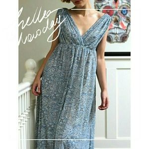 H&M Light Blue Paisley Pattern Summer Maxi Dress