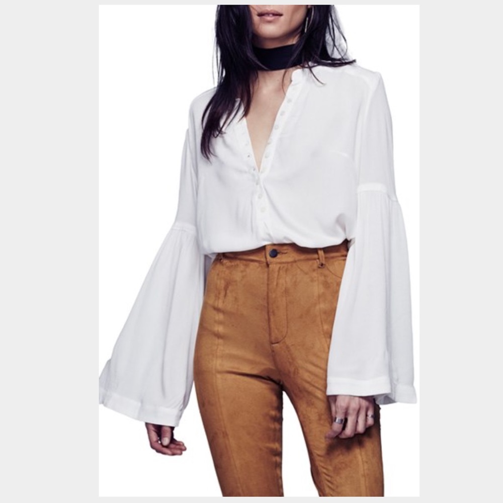 Free People Easy Girl Bell Sleeve Top XS