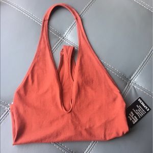 Orange Low Cut Sleeveless Bodysuit