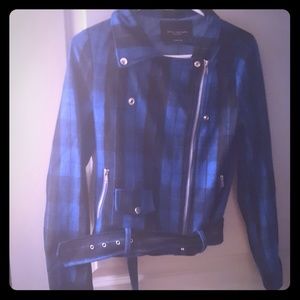 Blue Checkered Belted Jacket