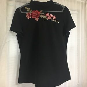 rose mock neck top