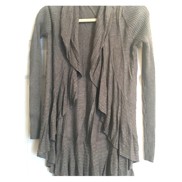 Express Grey Ruffle Cardigan - Picture 2 of 4