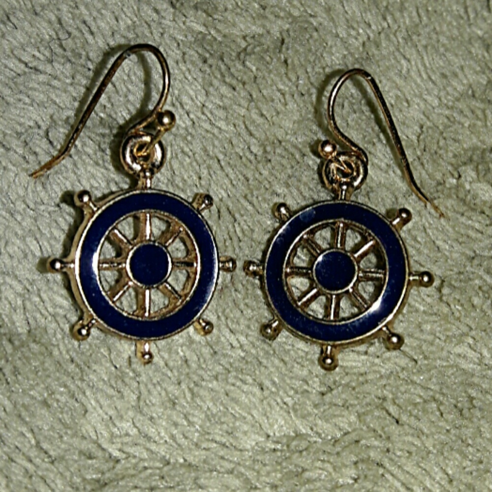 Ship Wheel Nautical Earrings