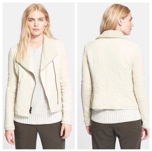vince white leather jacket
