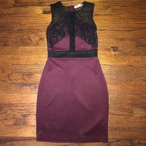 Burgundy Dress w/Black Lace