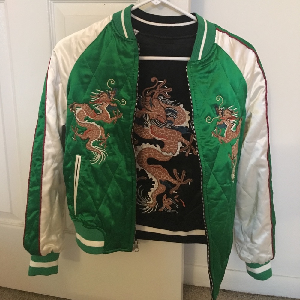 AMAZING UNIQUE reversible satin bomber jacket