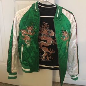 Amazing Unique Reversible Satin Bomber Jacket - image 1