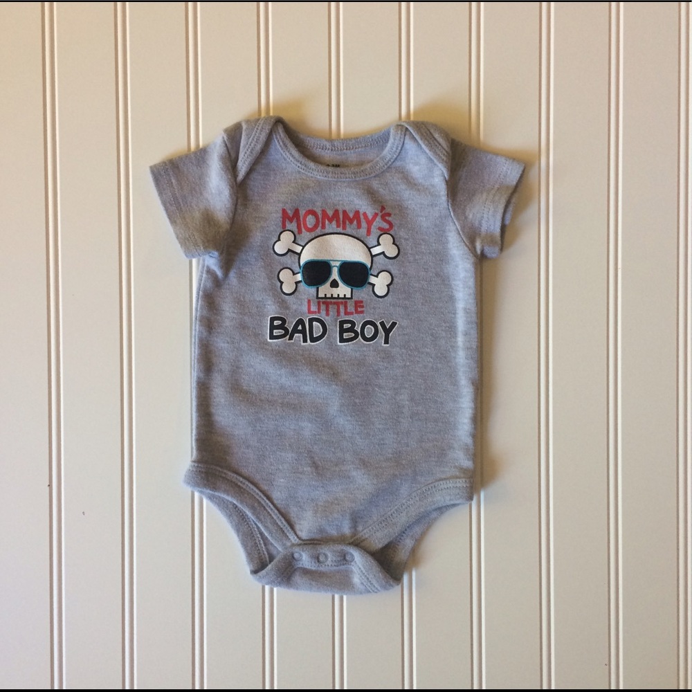 "Mommy's Little Bad Boy" Grey Onesie, 0-3M